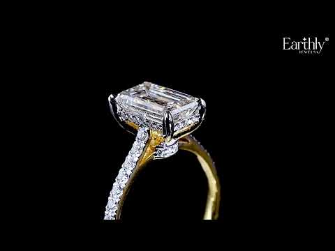 تحميل الفيديو: Emerald Shape Solitaire With Double Hidden Halo Ring | Earthly Jewels