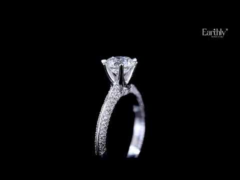 Load video: Round Solitaire Engagement Milgrain Pave Band | Earthly jewels