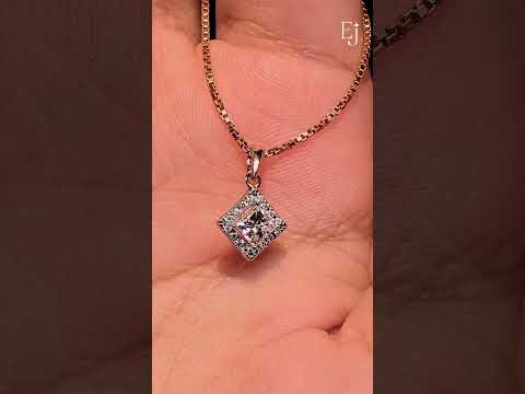 Princess Cut Halo Pendant