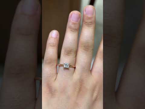 Load video: Princess Solitaire Half Bezel Engagement Ring | Earthly Jewels