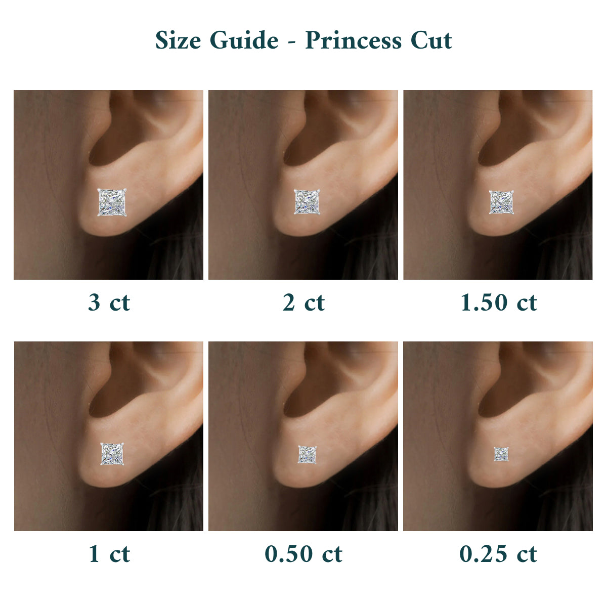 Princess Cut Halo Diamond Earrings | Earthly Jewels
