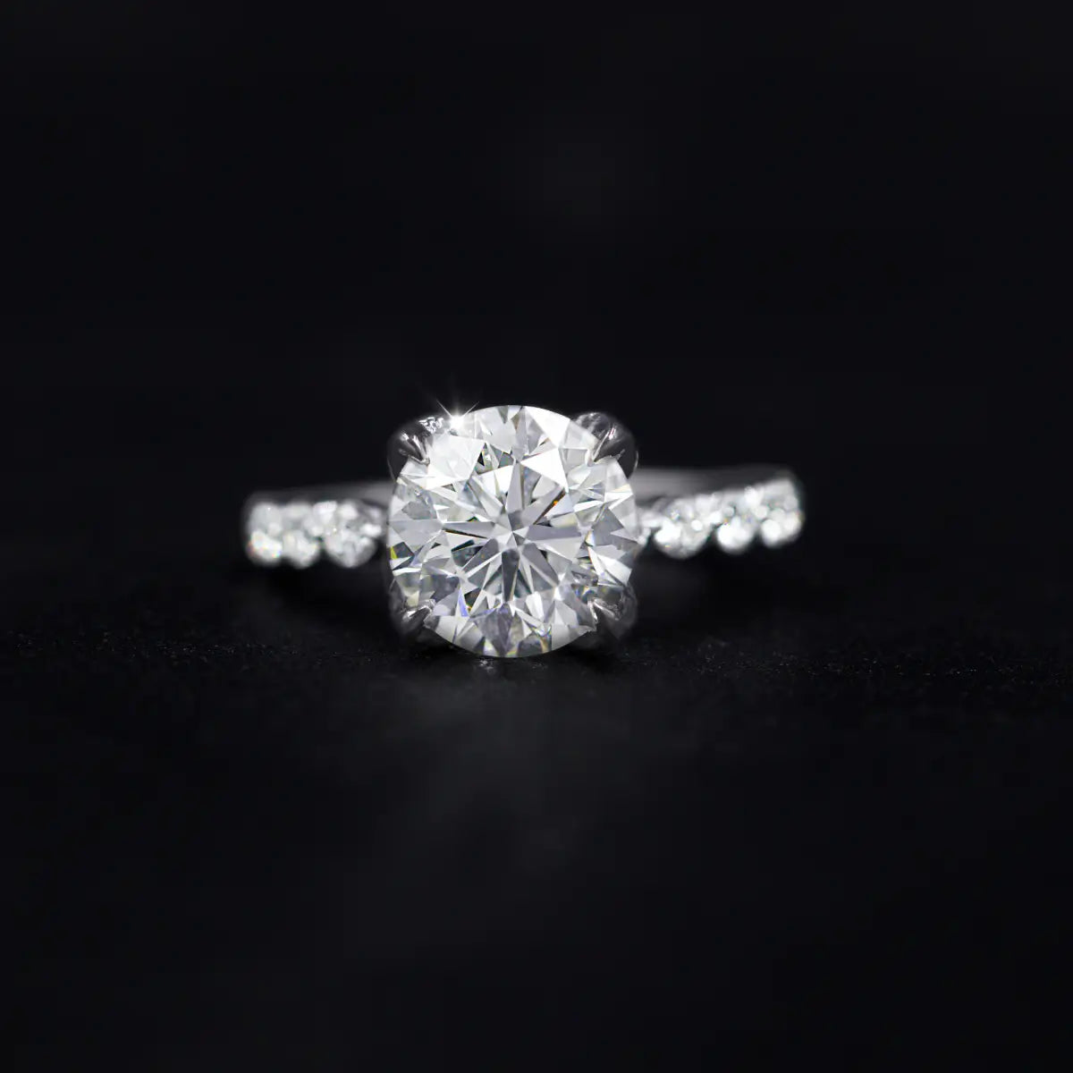 Round Diamond Engagement Ring With Floral Prong | Earthly Jewels
