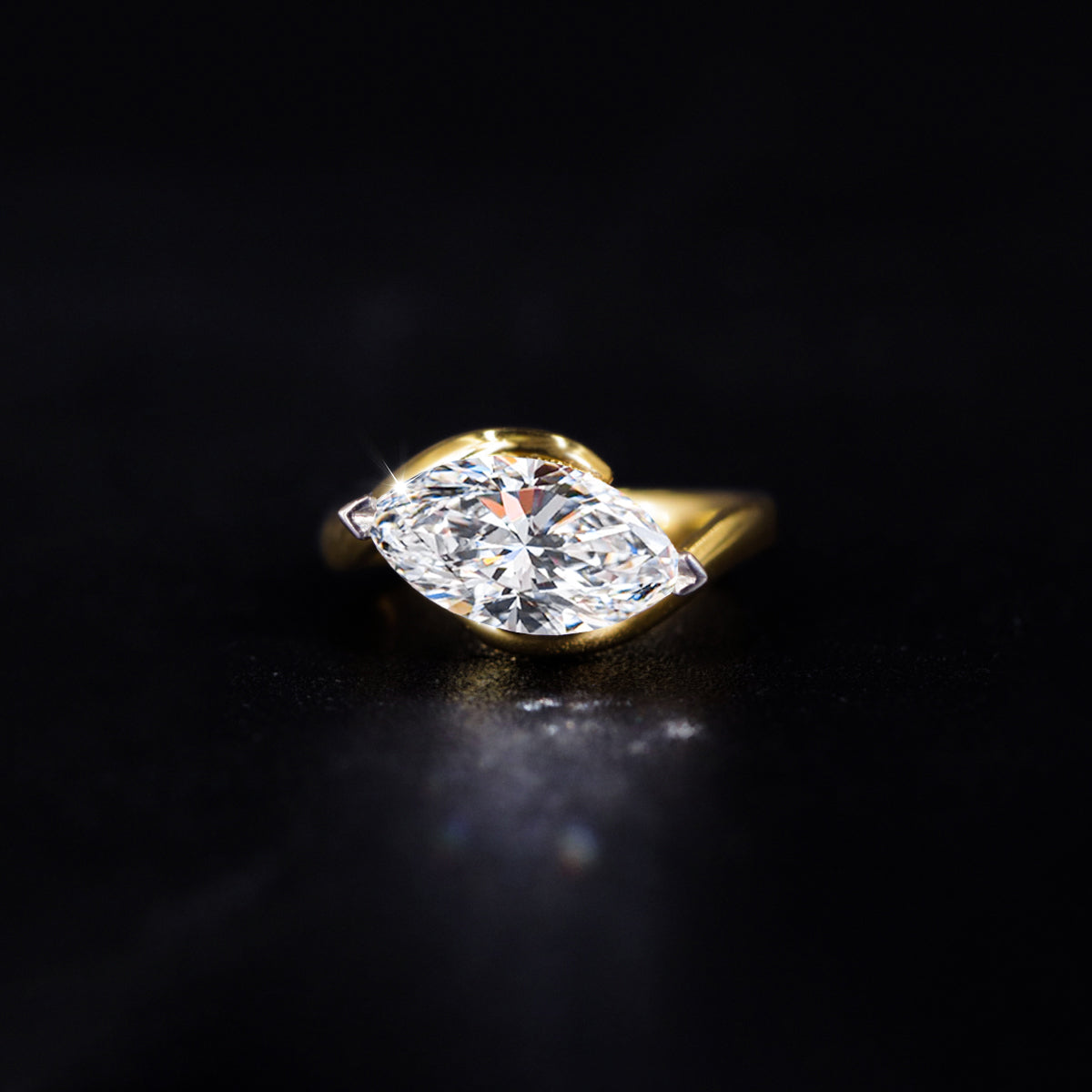 Marquise diamond Ring With Bypass Setting | Earthly Jewels