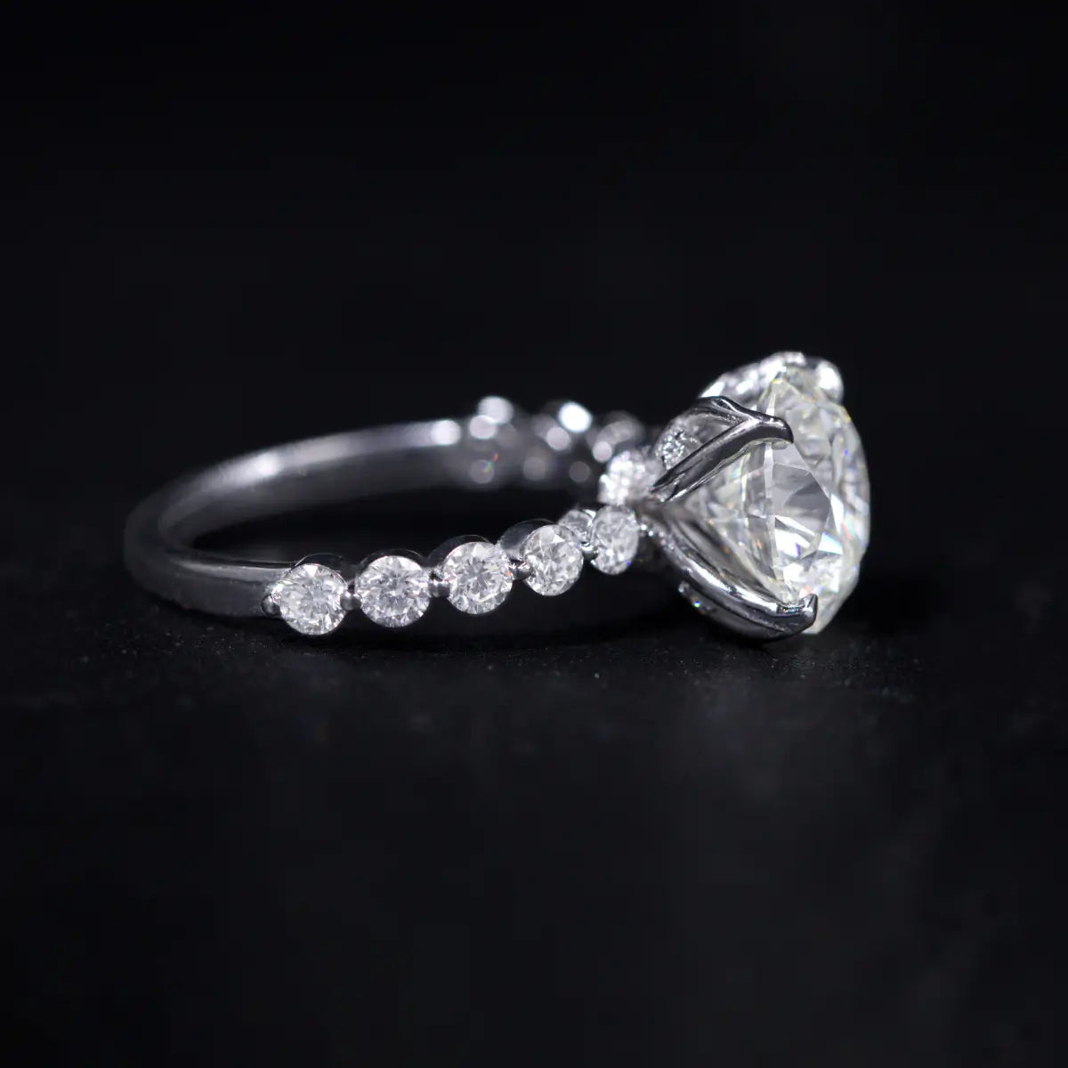 Round Diamond Engagement Ring With Floral Prong | Earthly Jewels
