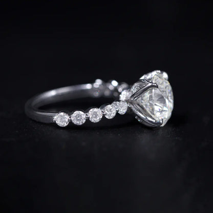 Round Diamond Engagement Ring With Floral Prong | Earthly Jewels