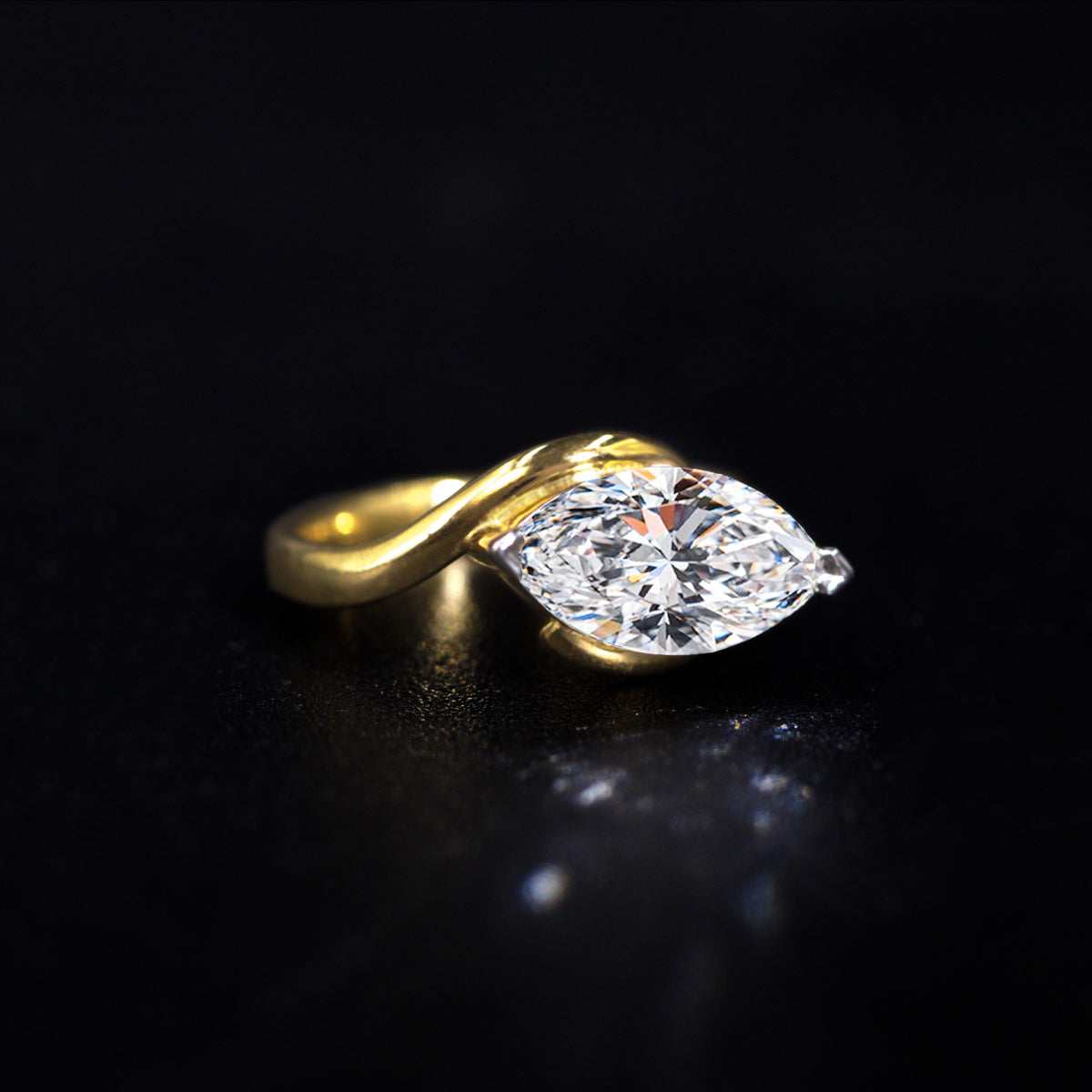 Marquise diamond Ring With Bypass Setting | Earthly Jewels