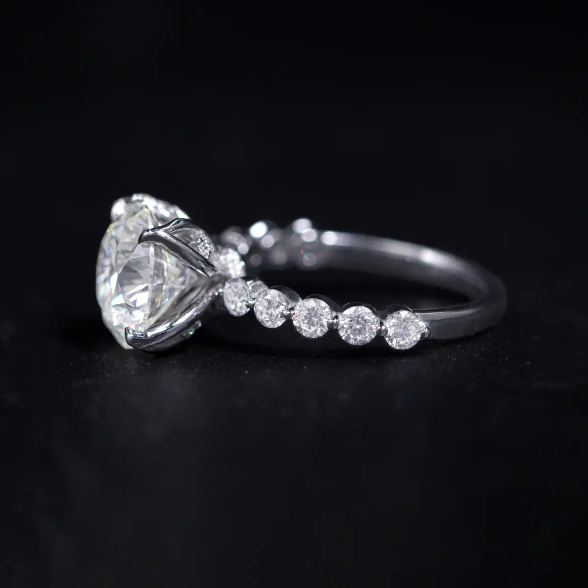 Round Diamond Engagement Ring With Floral Prong | Earthly Jewels