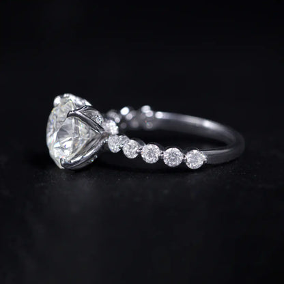 Round Diamond Engagement Ring With Floral Prong | Earthly Jewels