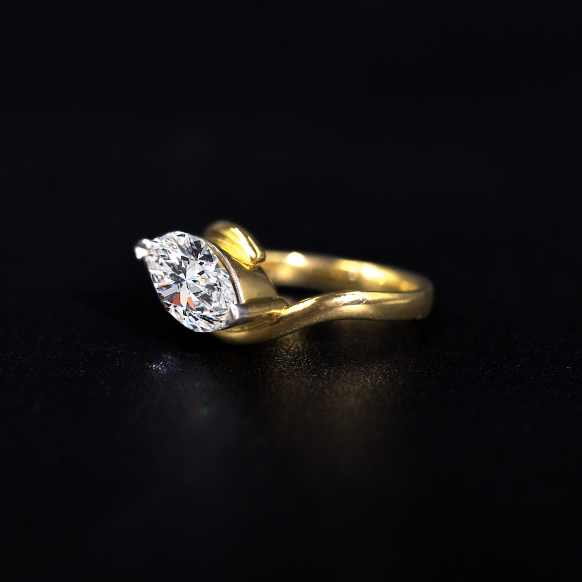 Marquise diamond Ring With Bypass Setting | Earthly Jewels