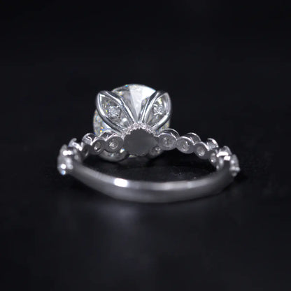 Round Diamond Engagement Ring With Floral Prong | Earthly Jewels