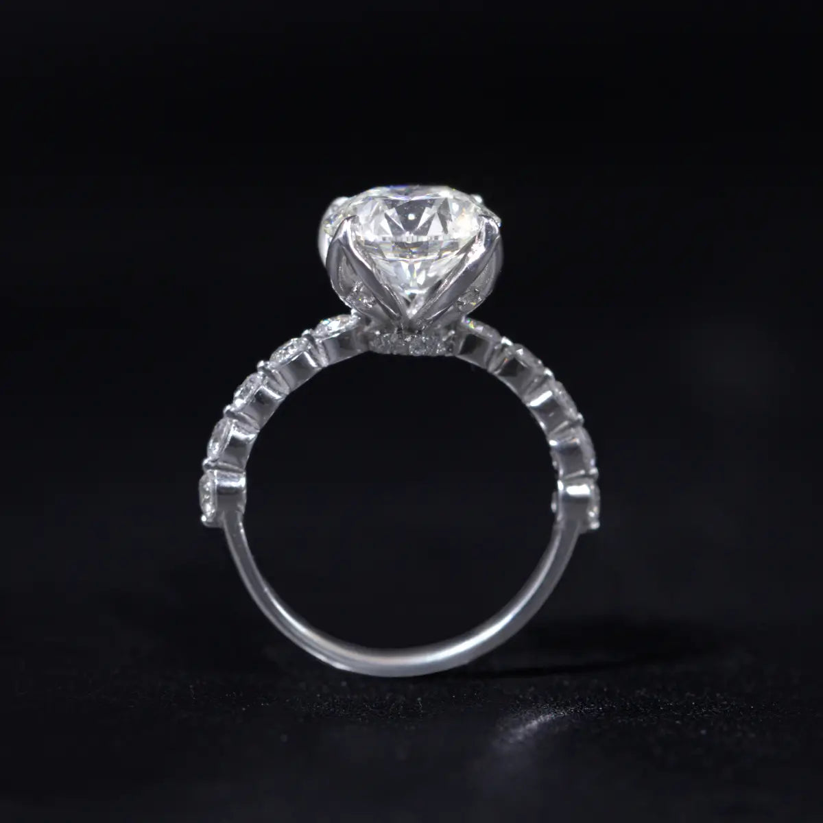 Round Diamond Engagement Ring With Floral Prong | Earthly Jewels