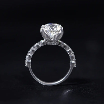 Round Diamond Engagement Ring With Floral Prong | Earthly Jewels