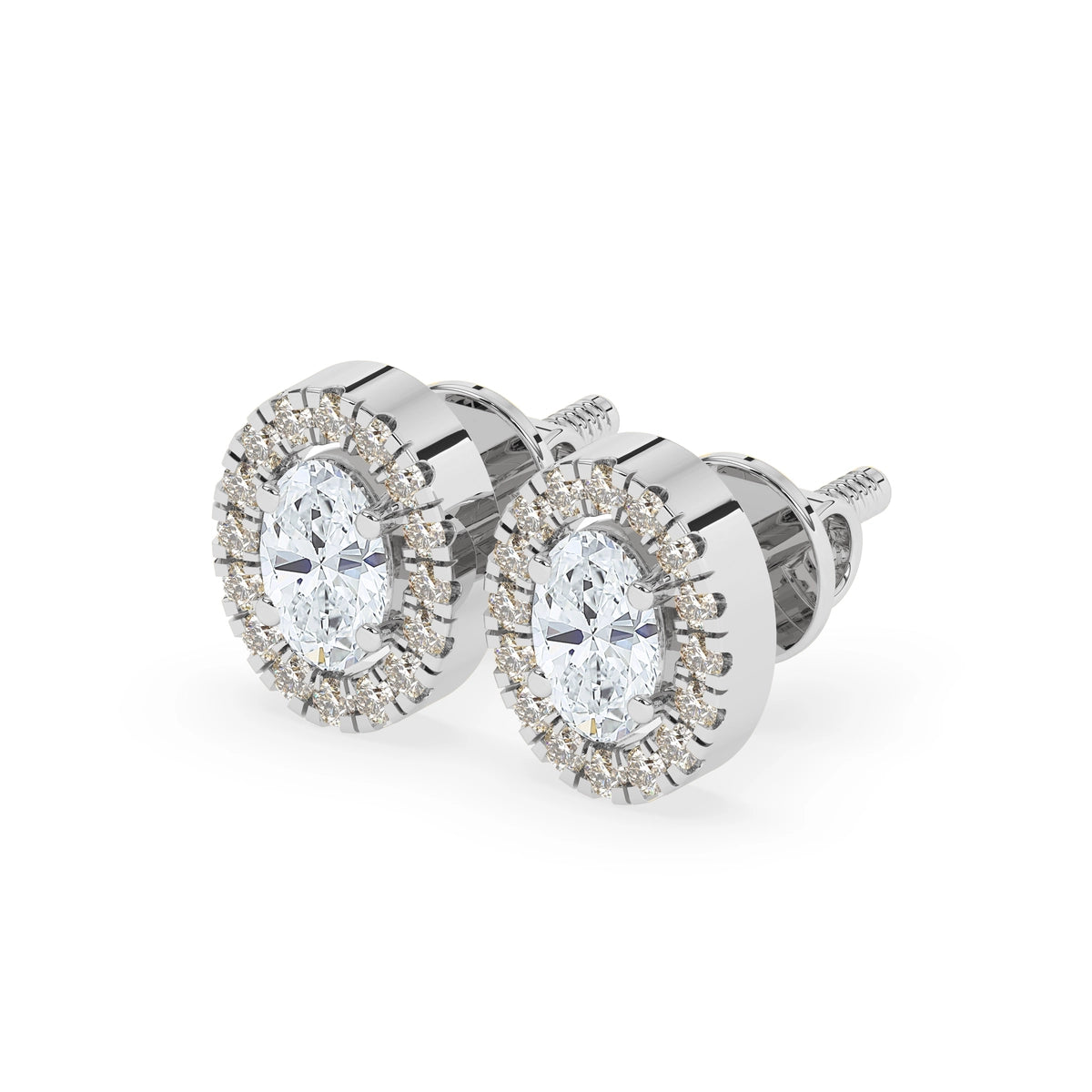 Oval Diamond Halo Earrings | Earthly Jewels