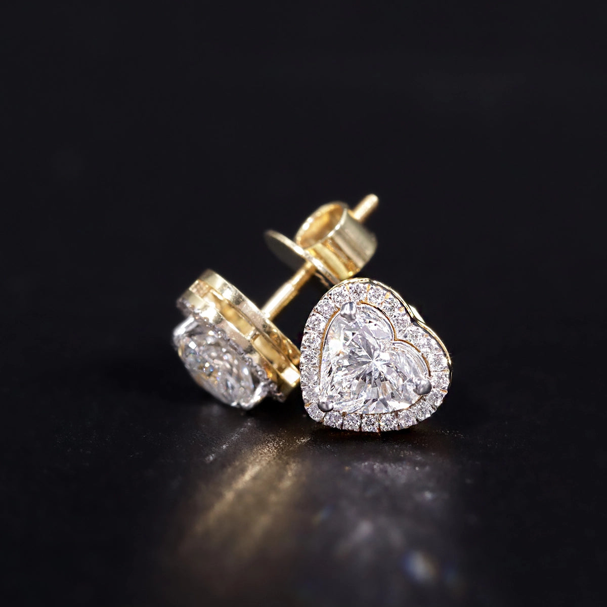 Heart Shaped Solitaire Halo Stud | Earthly Jewels