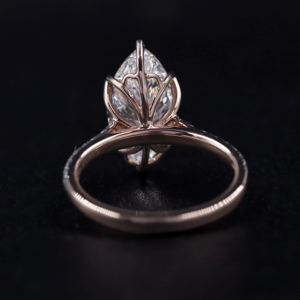 Marquise Solitaire Engagement Ring With Floral Prongs | Earthly Jewels