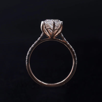 Marquise Solitaire Engagement Ring With Floral Prongs | Earthly Jewels