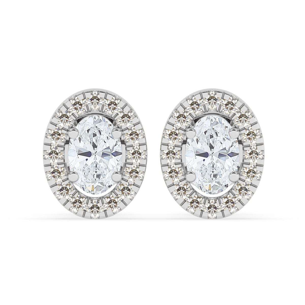 Oval Diamond Halo Earrings | Earthly Jewels