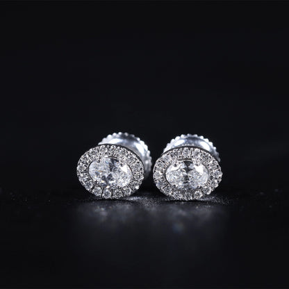 Oval Diamond Halo Earrings