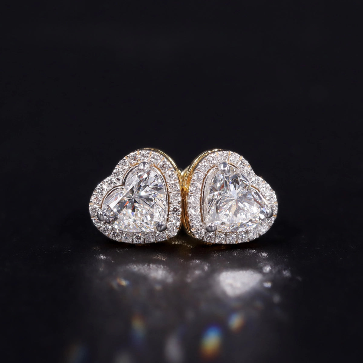 Heart Shaped Solitaire Halo Stud | Earthly Jewels
