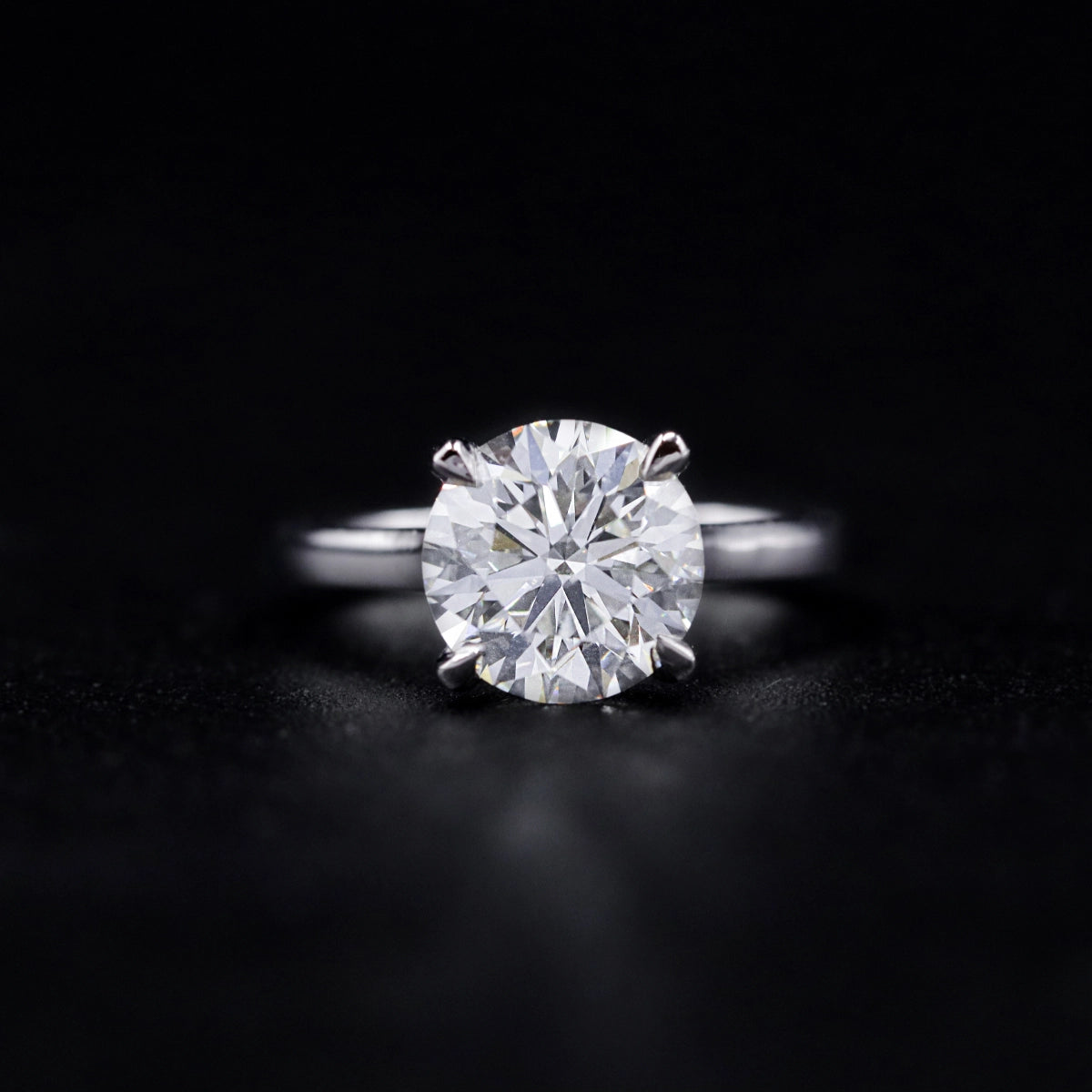 Round Solitaire Double Hidden Halo Cathedral  Ring