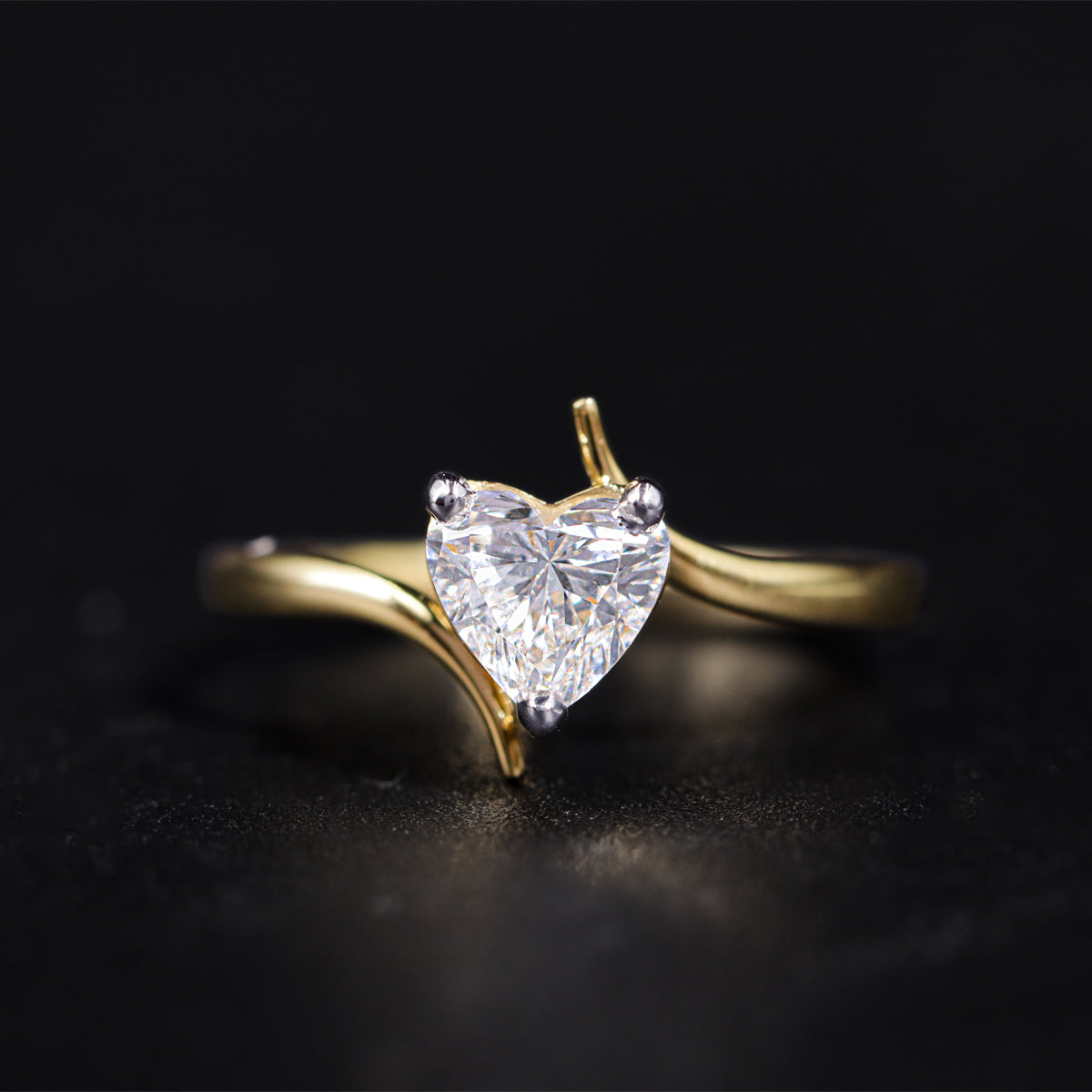 Heart Solitaire Bypass Shank Ring | Earthly Jewels