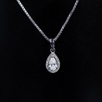 Pear Shaped Diamond Halo Pendant | Earthly Jewels