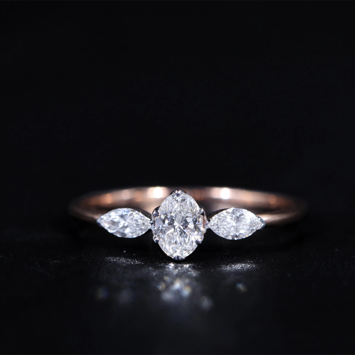 Oval Shape Ring With Marquise Side Stone | Earthly Jewels