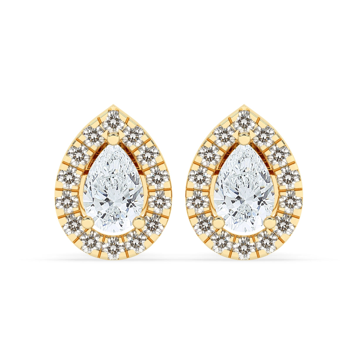 Pear Shaped Halo Earrings | Earthly Jewels