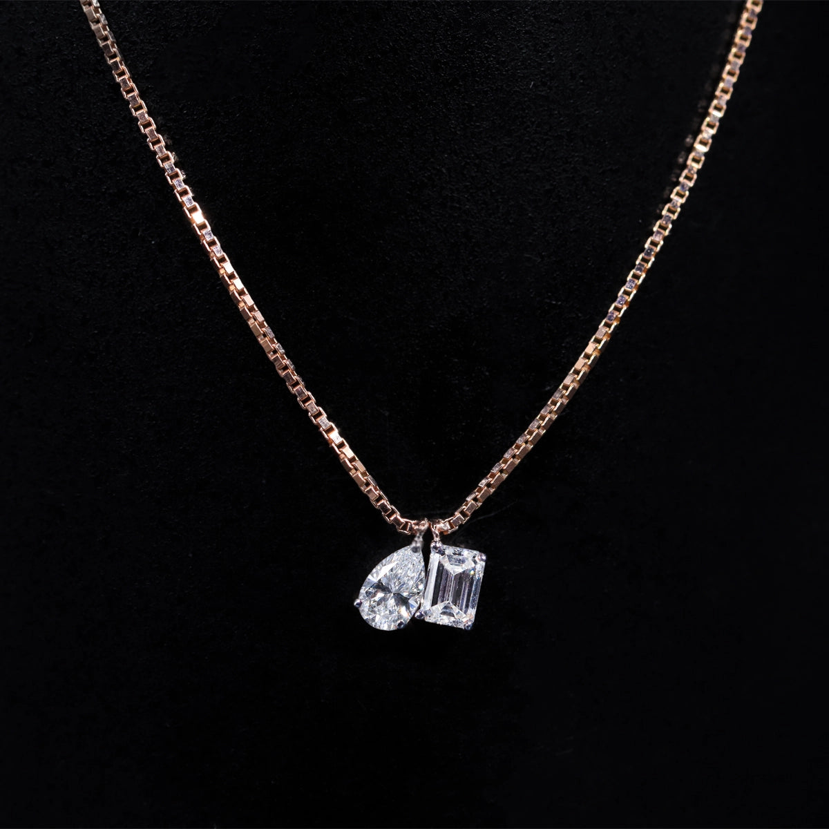 Emerald Pear Toi Et Moi Necklace | Earthly Jewels