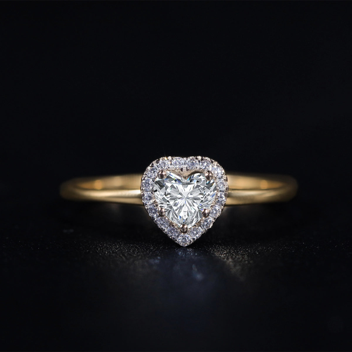 Heart Diamond Halo Ring