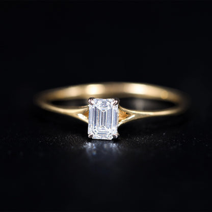 Emerald Cut Split Shank Ring | Earthly Jewels