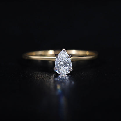 Pear Ring With Hidden Halo | Earthly Jewels 