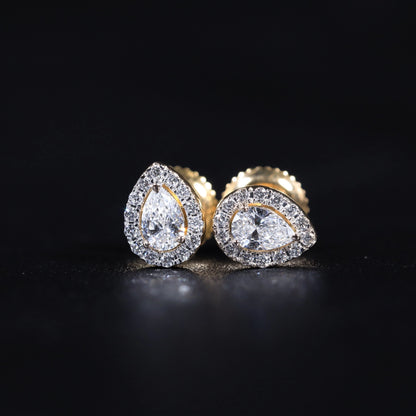 Pear Shaped Halo Earrings