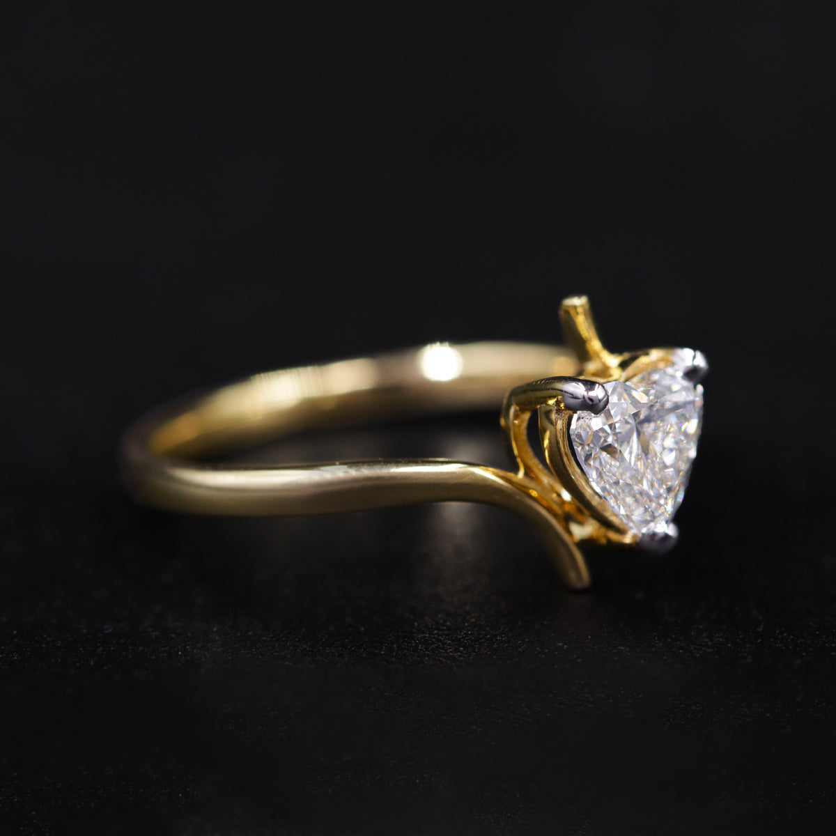 Heart Solitaire Bypass Shank Ring | Earthly Jewels