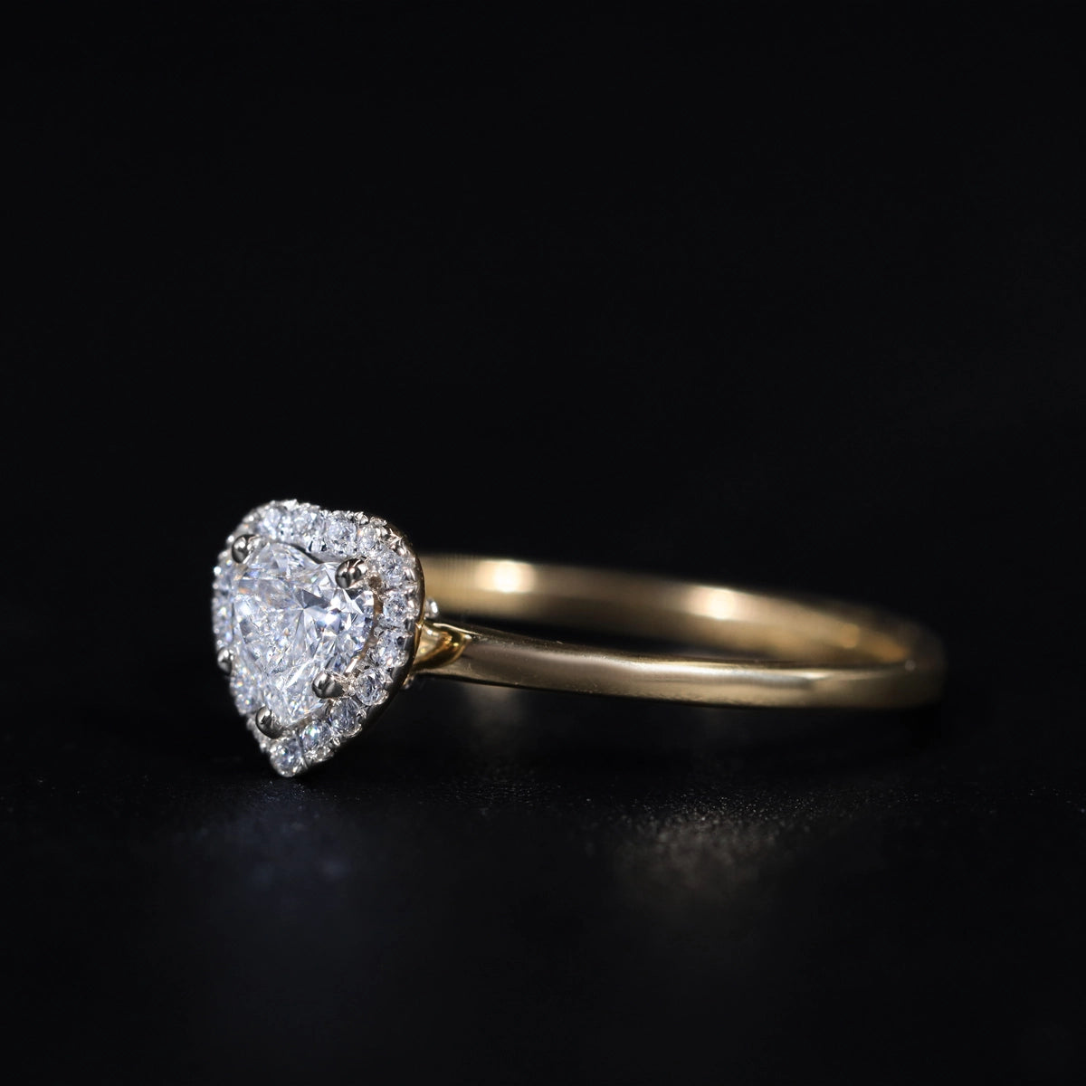 Heart Diamond Halo Ring