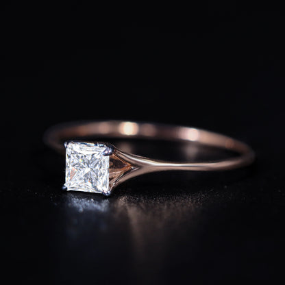 Princess Cut Split Shank Diamond Ring | Earthly Jewels