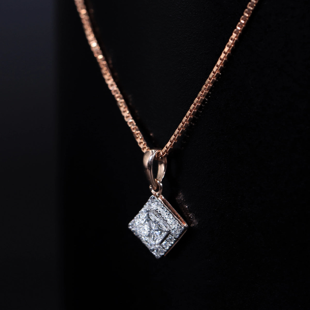 Princess Cut Halo Pendant | Earthly Jewels