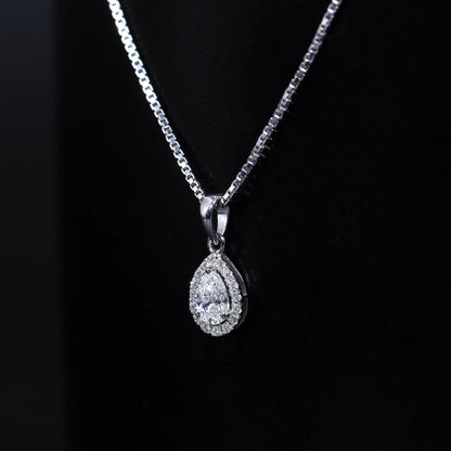 Pear Shaped Diamond Halo Pendant | Earthly Jewels