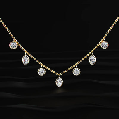 Marquise and Round Diamond Station Necklace