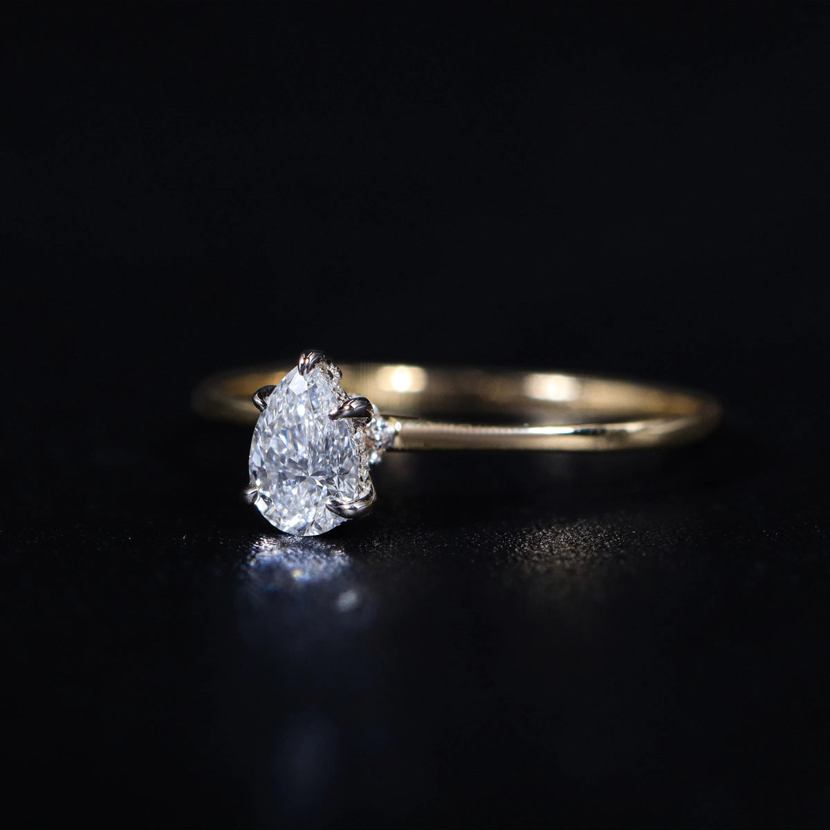 Pear Ring With Hidden Halo | Earthly Jewels 
