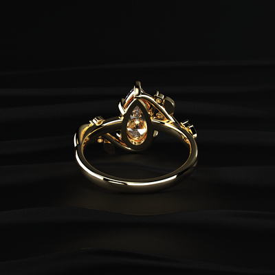 Pear Diamond Ring with Side Accents