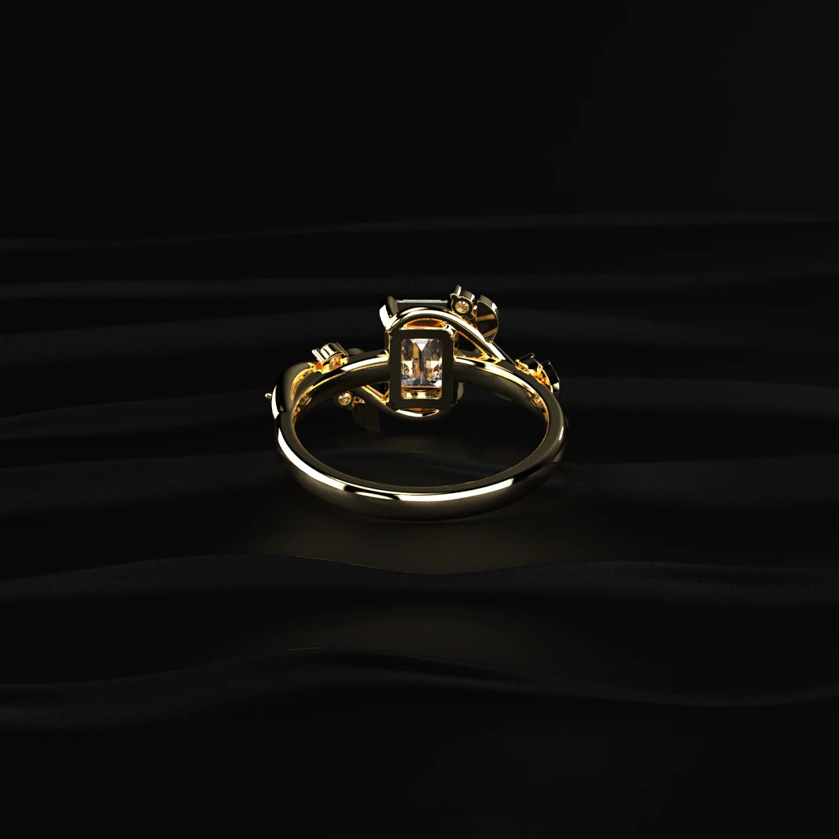 Emerald Diamond Ring with Side Accents