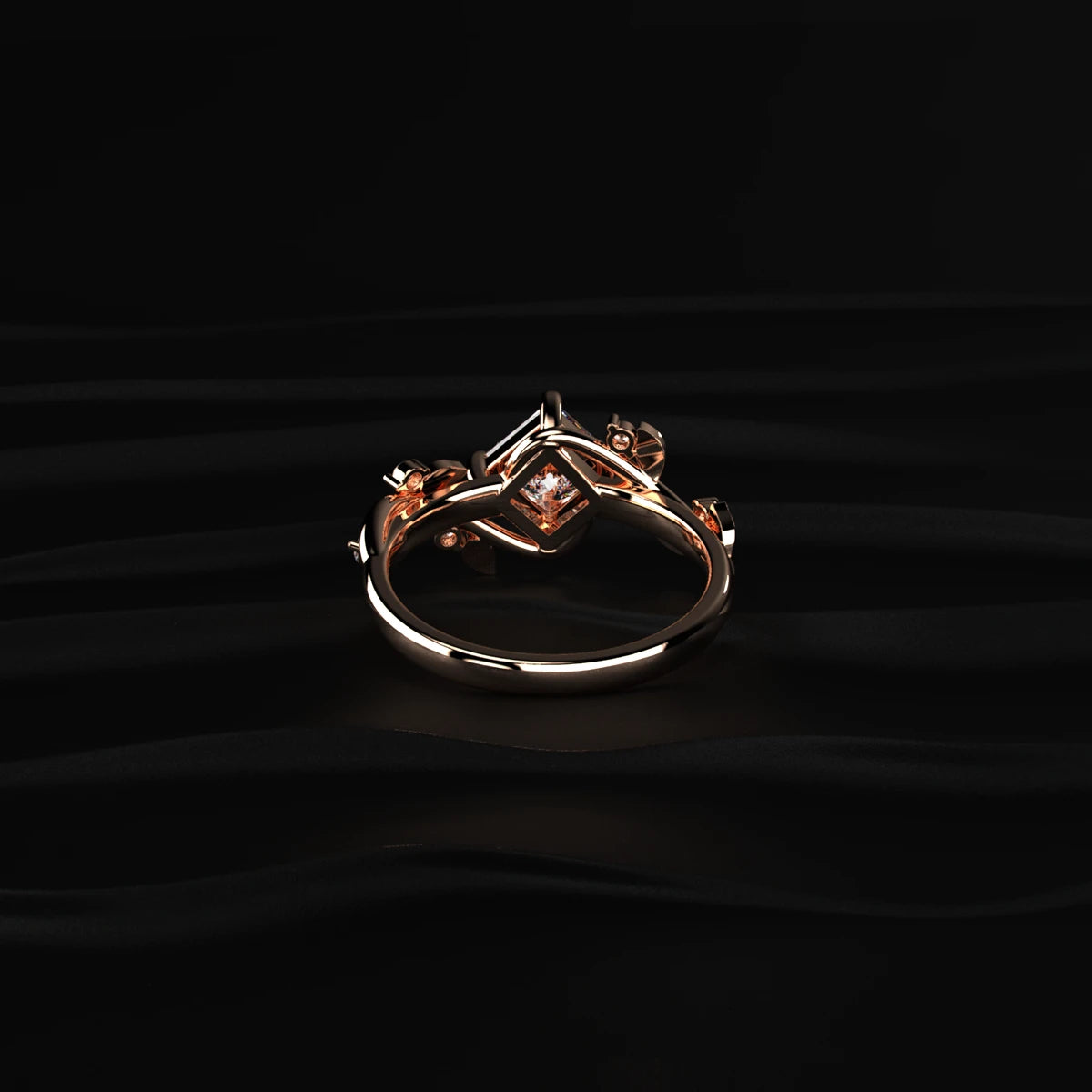 Diamond Ring with Leaf Design