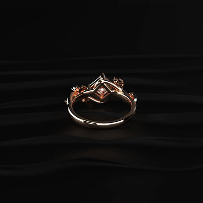 Diamond Ring with Leaf Design