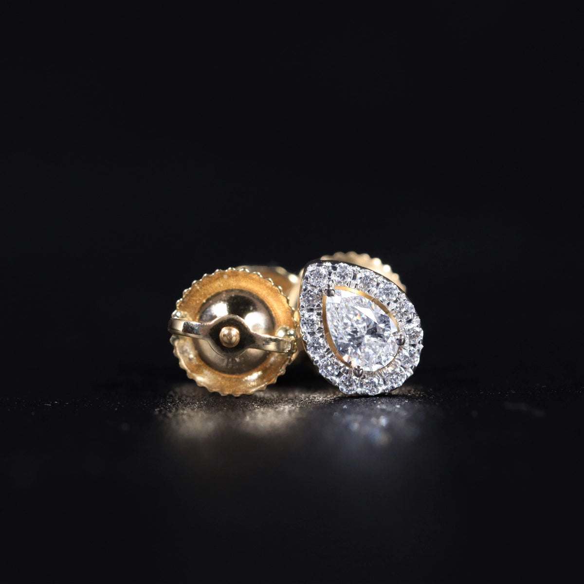 Pear Shaped Halo Earrings | Earthly Jewels