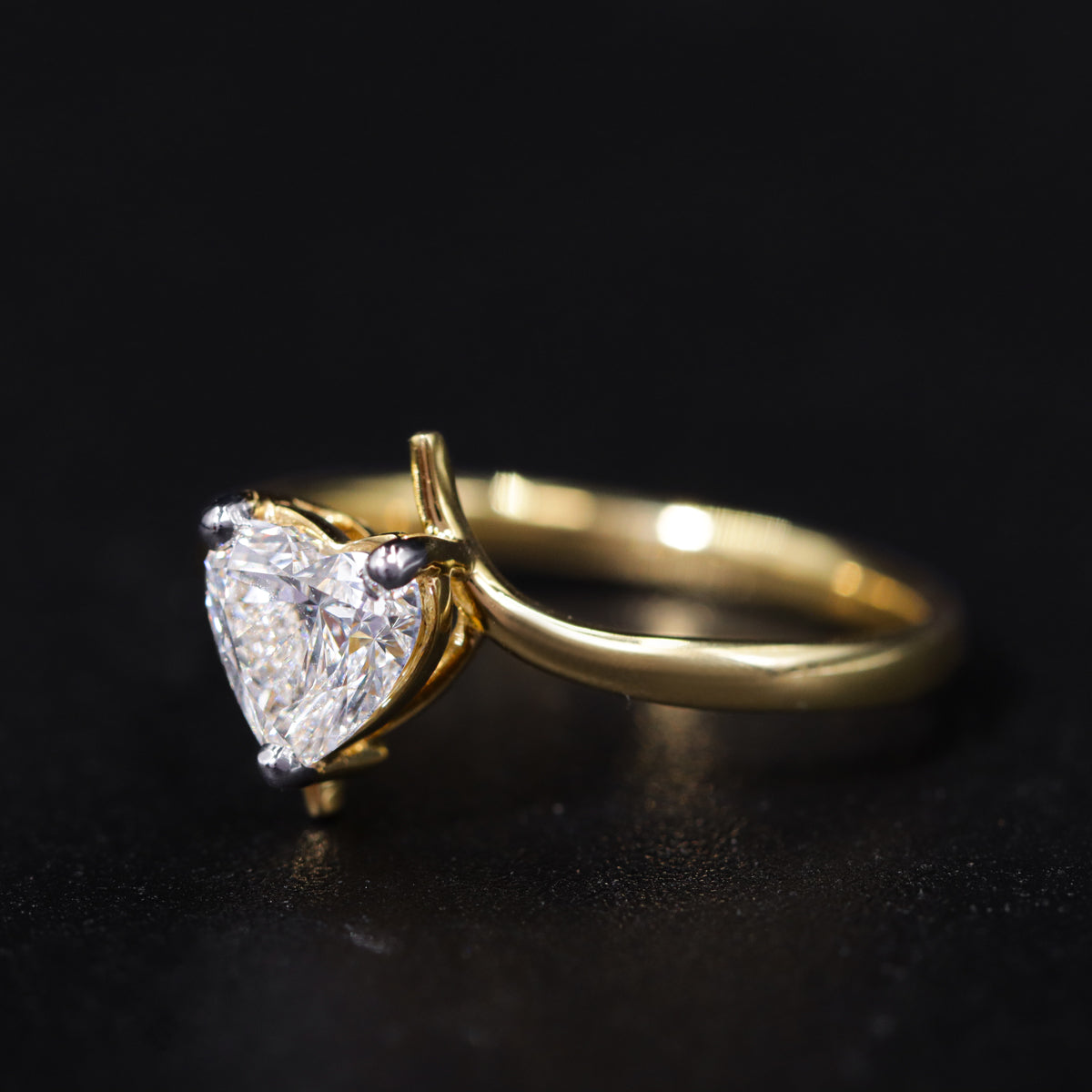 Heart Solitaire Bypass Shank Ring | Earthly Jewels