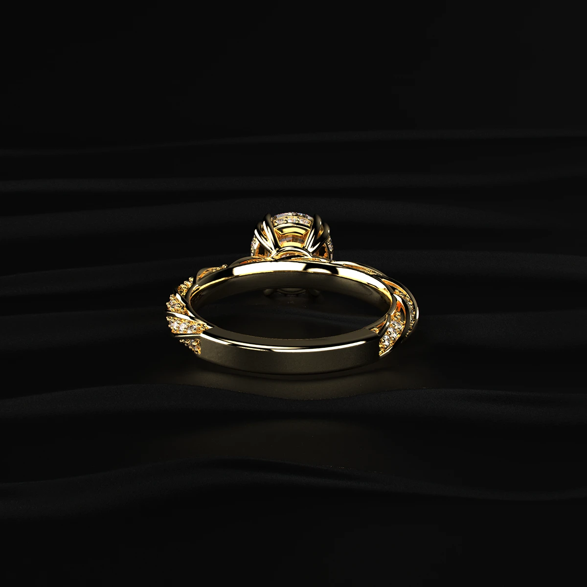Diamond Ring With Pave Band 