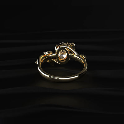 Oval Diamond Ring with Side Accents