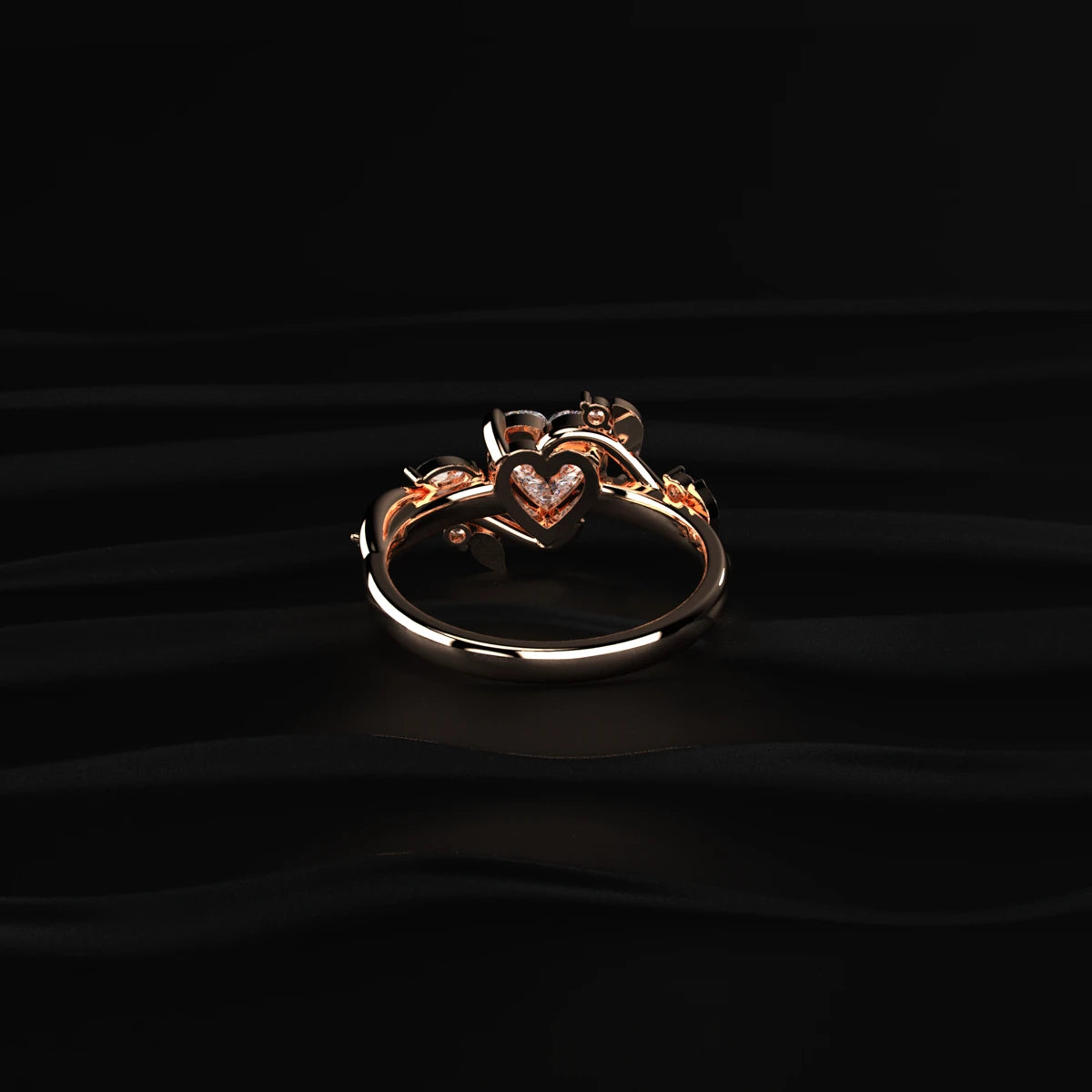 Heart Diamond Ring with Side Accents
