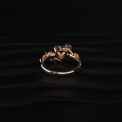 Heart Diamond Ring with Side Accents
